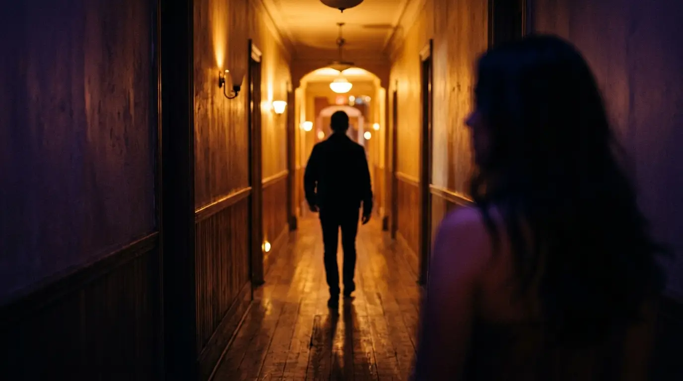 The silhouette of a man walking away in warm golden light, representing an Aries man losing interest