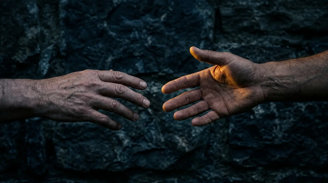 Two hands reaching toward each other but not touching, symbolizing emotional distance in a Capricorn man relationship