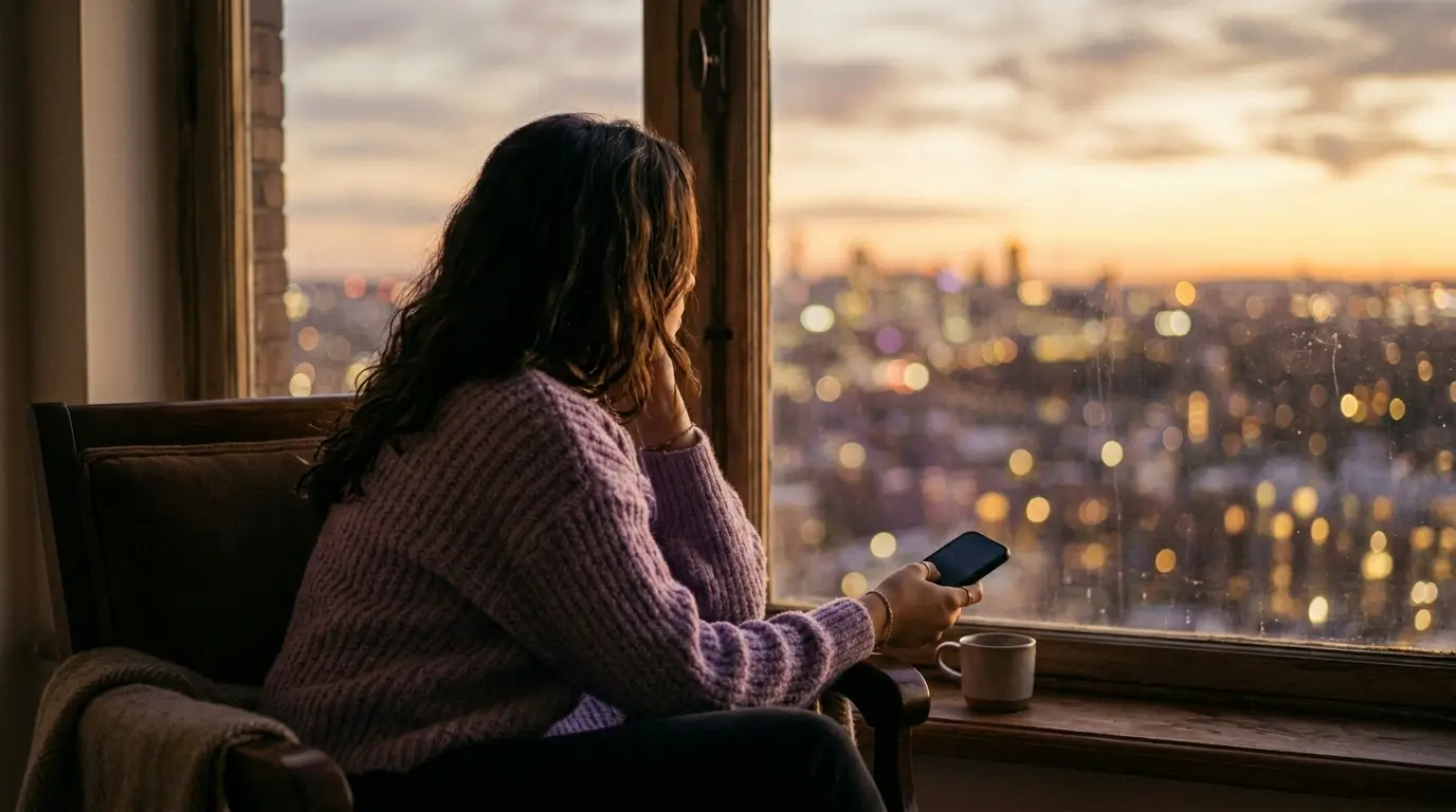 A woman looking out the window waiting — capturing the confusion of wondering why a Leo man has gone distant and cold