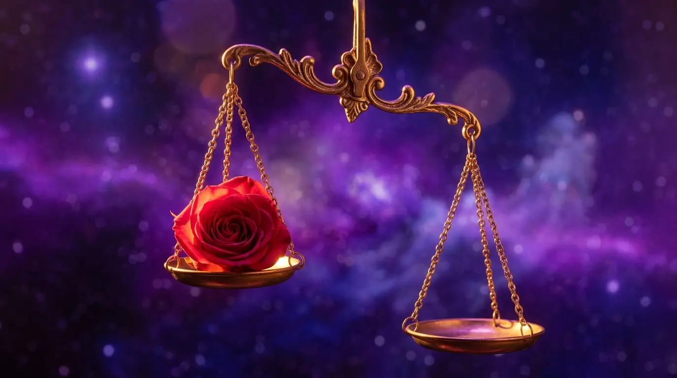 Golden scales representing the Libra man's indecision in relationships