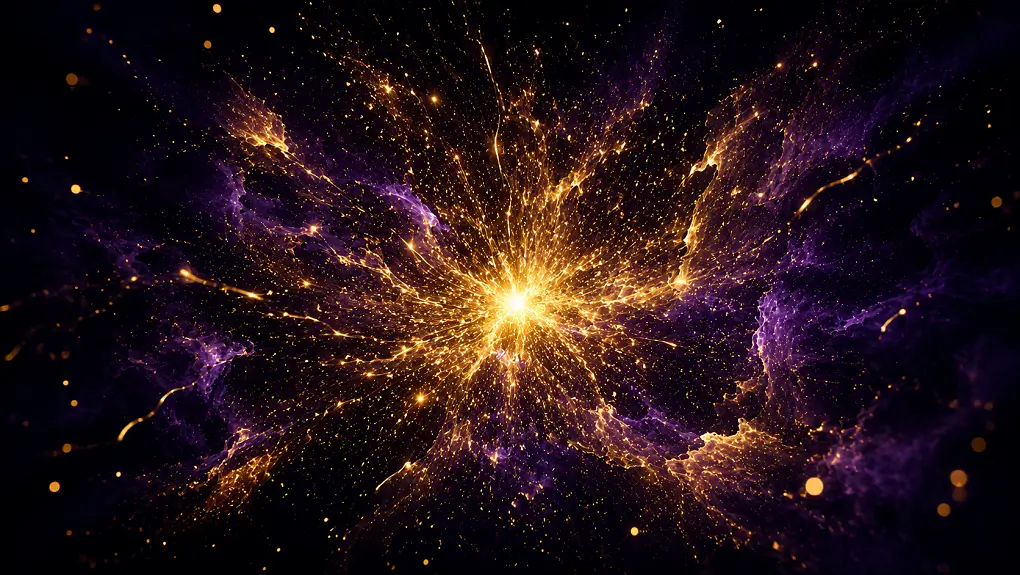 Explosion of golden light particles dissolving into dark space, representing how fire sign zodiac men ghost after intense attraction