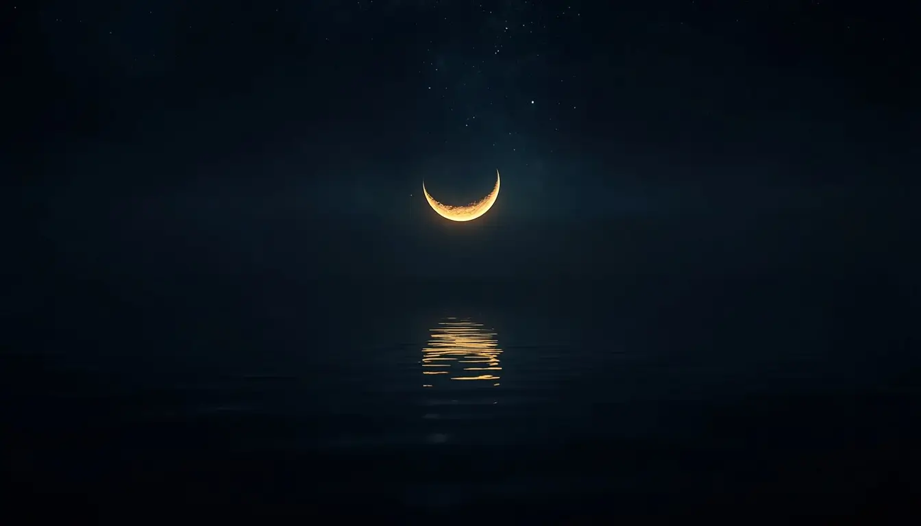 Crescent moon reflected on still dark water, symbolizing the emotional depth of the Cancer zodiac sign
