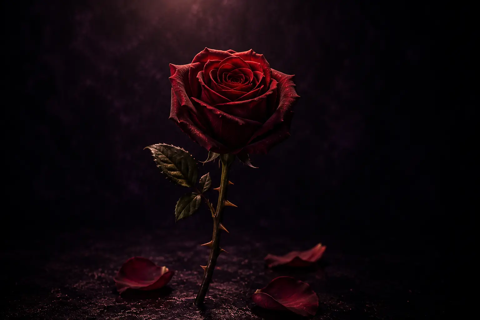Libra taurus compatibility — a deep red rose with visible thorns on a dark background, suggesting beauty and difficulty