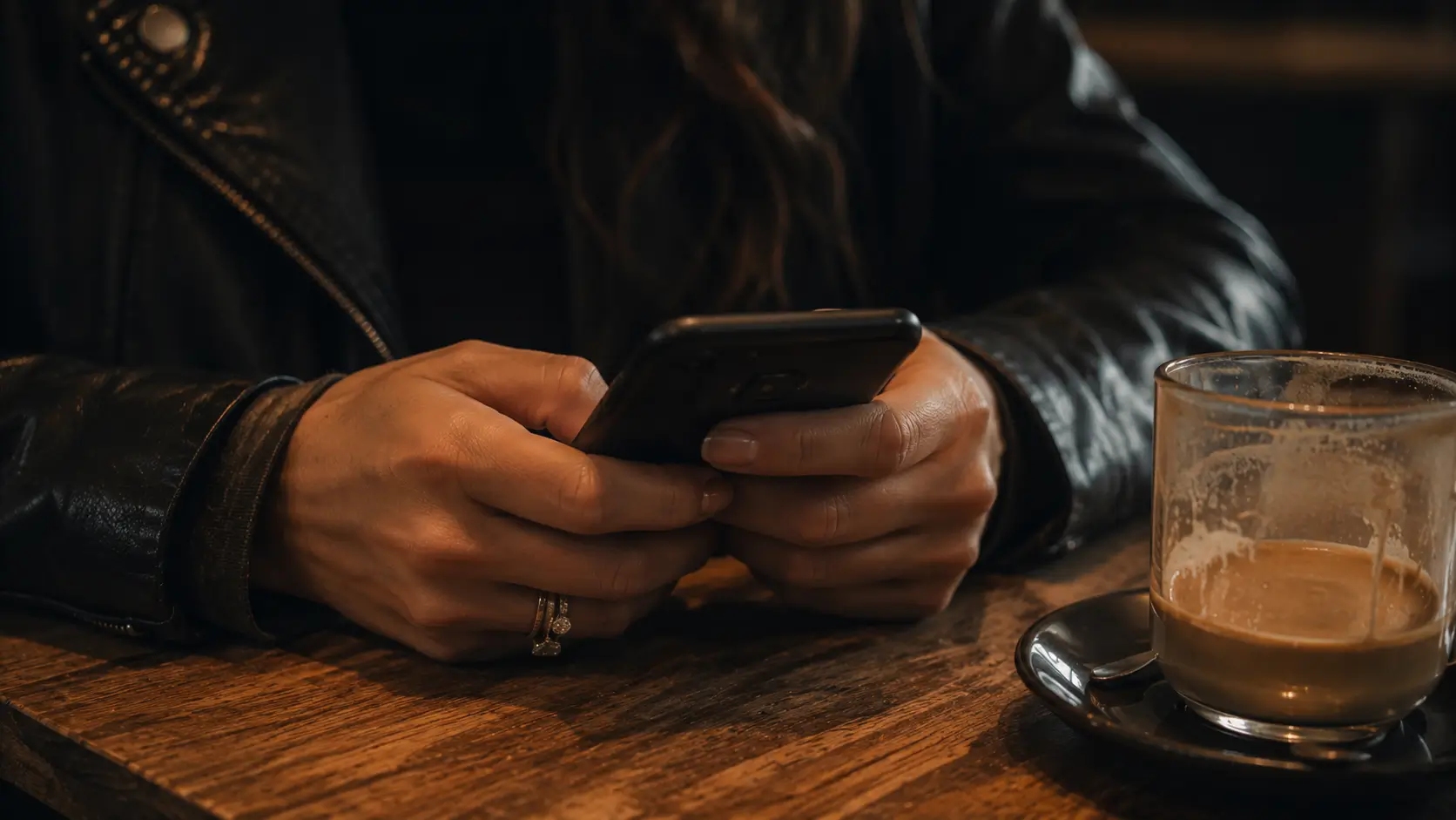 Signs a zodiac is falling for you — close-up of a woman's hands holding a phone mid-type, hesitating before sending a message