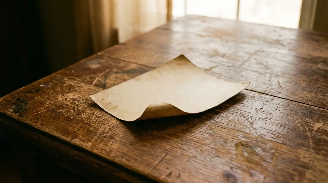 Which zodiac sign is most devoted — a vintage photograph face-down on a wooden surface, one corner slightly lifted, the weight of a memory that someone hasn't been able to let go of