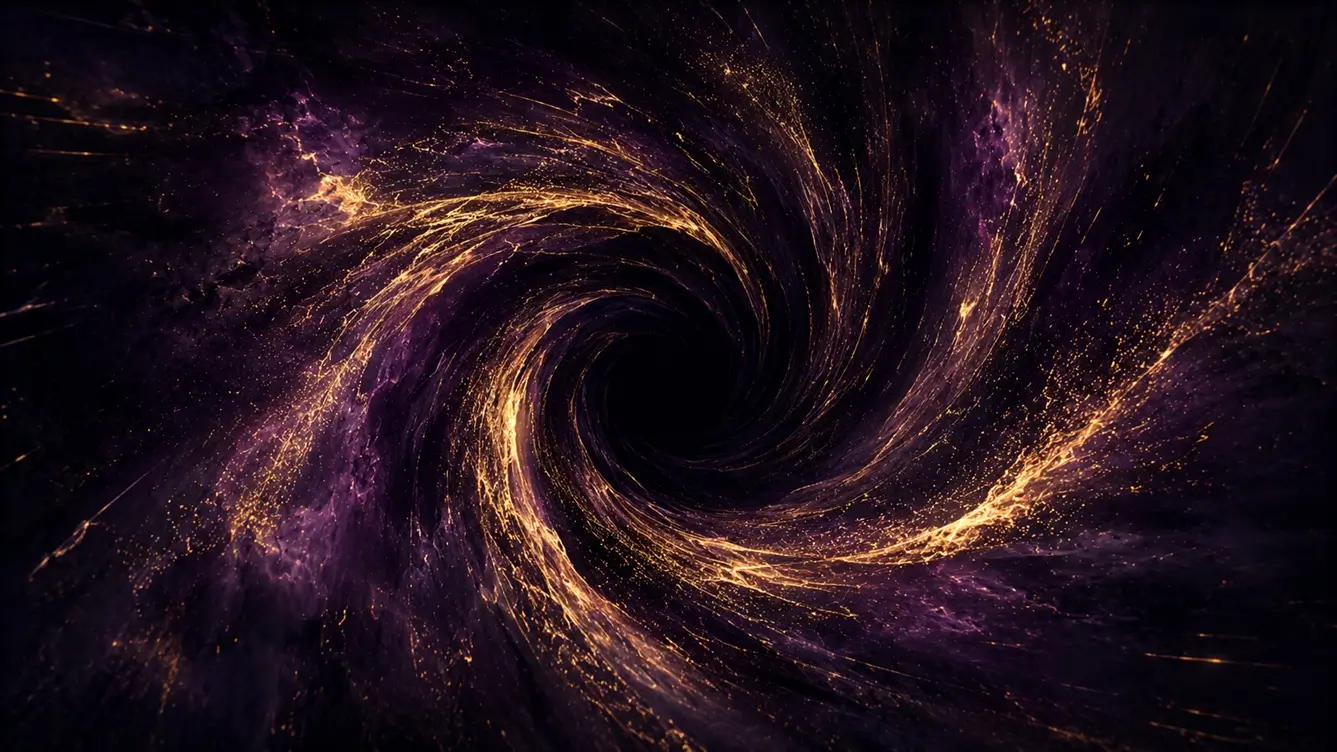 Abstract dark purple spiral vortex with golden light streaks collapsing inward, representing emotional withdrawal and communication shutdown