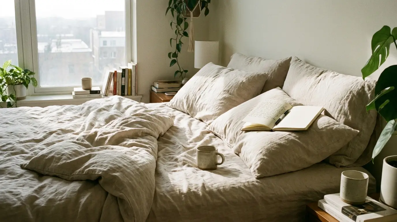 Zodiac signs catch feelings fast — an unmade bed with soft morning light, a journal open on the pillow with handwriting that trails off mid-sentence, a mind already somewhere else